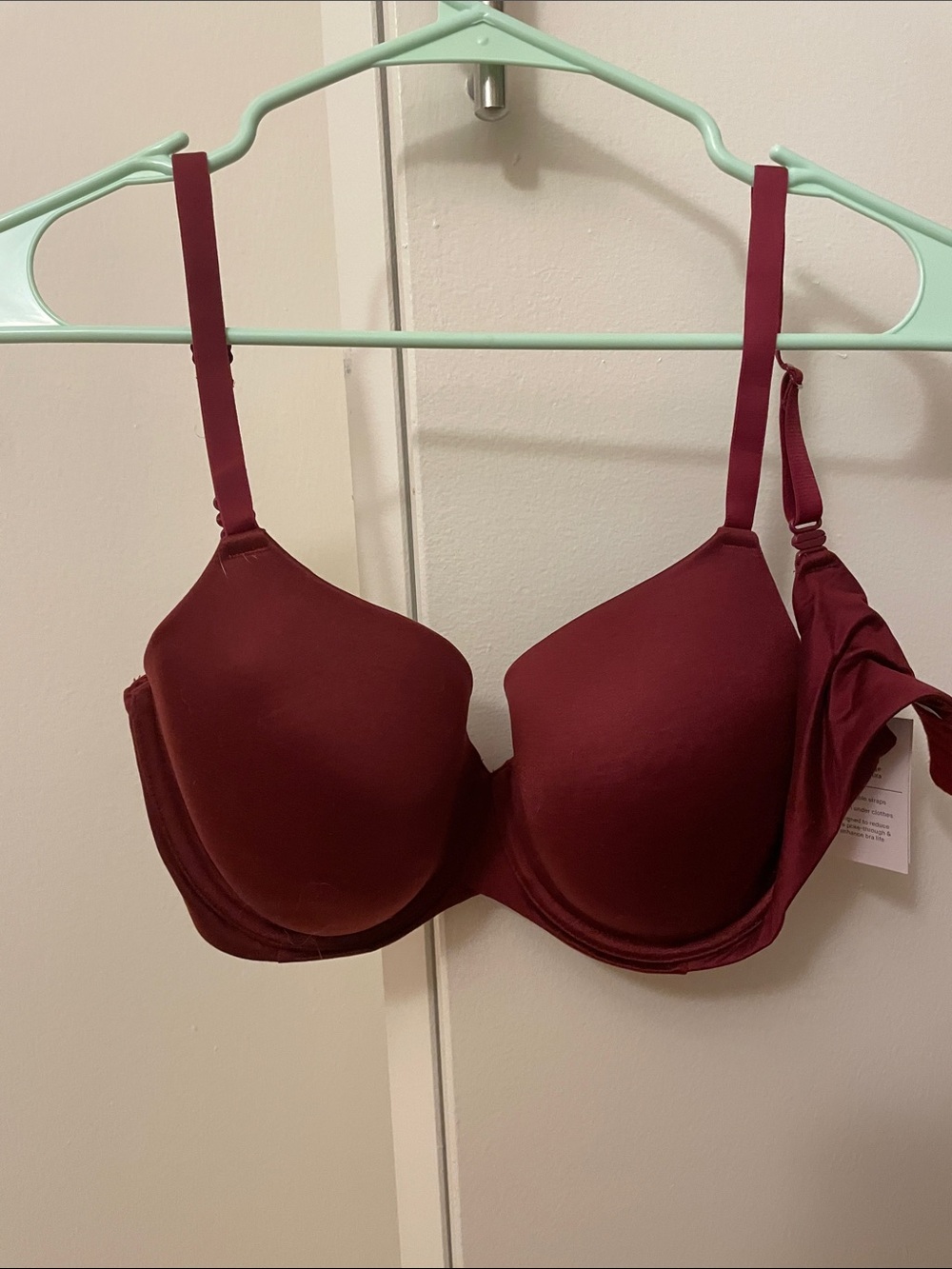 Auden 34DD Smooth T-Shirt Bra - Burgundy/Red